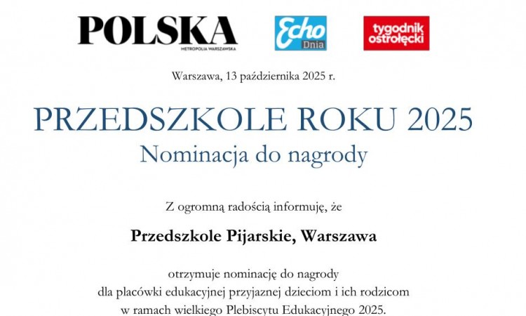 Nominacje- Przedszkole i Nauczyciel Roku